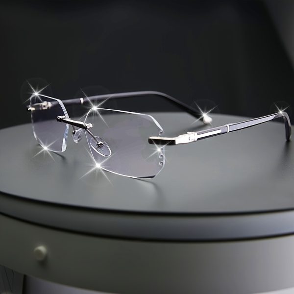 Men'S Computer Glasses Frameless Square Diamond Cut Edge Fashion Women Glasses