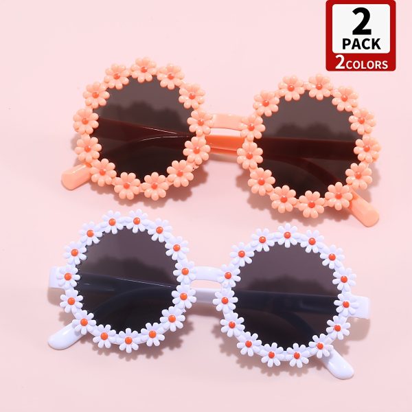 2 Pairs of Floral Round Cute Decorative Glasses, Versatile Accessory Glasses for  Photo Styling