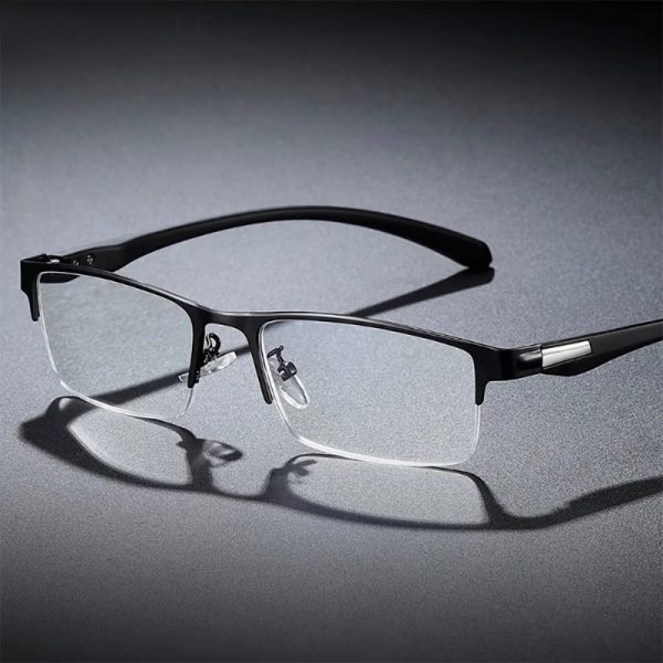 Vintage Anti-Blue Light Glasses - Ultralight Metal Half-Frame Computer Eyewear for Men & Women, Casual Business Style with Flat Mirror Lenses, Minimalist Eyewear, Lightweight Eyeglasses