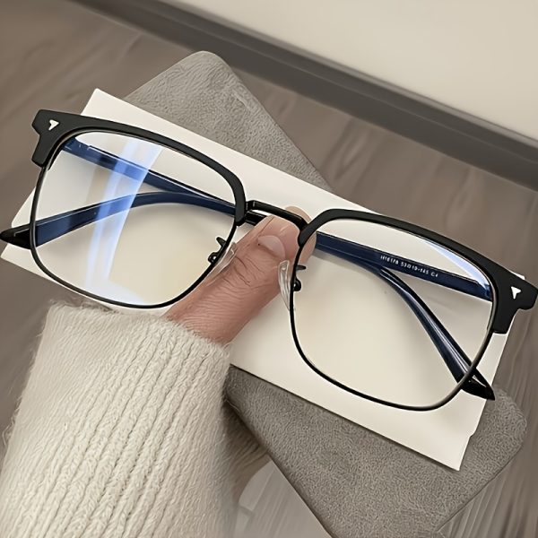 New Semi-Rimless Metal Clear Lens Glasses, Unisex Versatile Frame, Vintage Business and Daily Wear Fashion Accessory